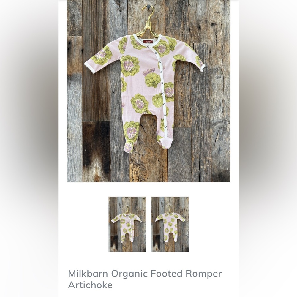 Milkbarn Artichoke Footie Romper with Hat